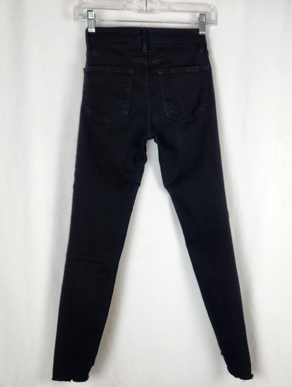 Frame Le Skinny De Jeanne Raw Mid Rise Jeans in Black Film Noir Size 23 - Picture 7 of 9